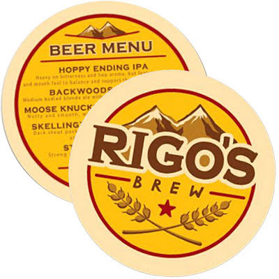 1000 Custom 4x22 Econo Light Weight 40 Pt. Full Color Pulpboard Coasters H93812