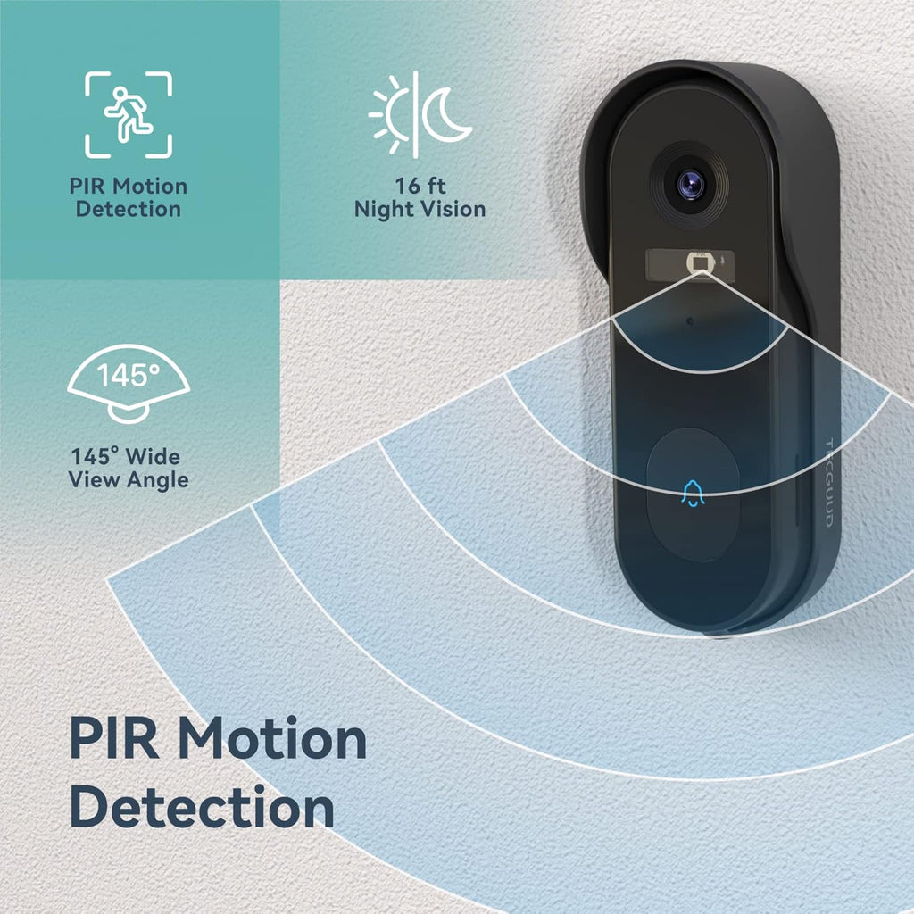 Battery Powered WiFi Doorbell Camera with Chime, 32G SD Card, 1080P Night Vision Q4477