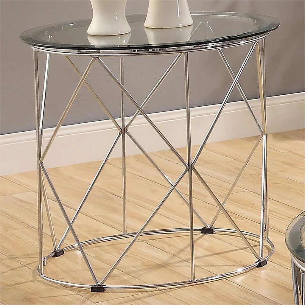 Contemporary Glass Top Round End Table L86859