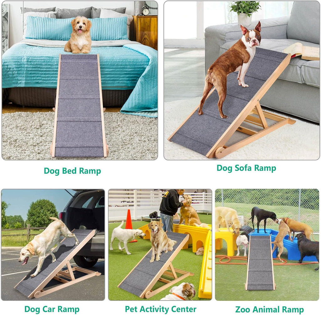 Wooden Adjustable Folding Dog Ramp for Bed Couch Car F109