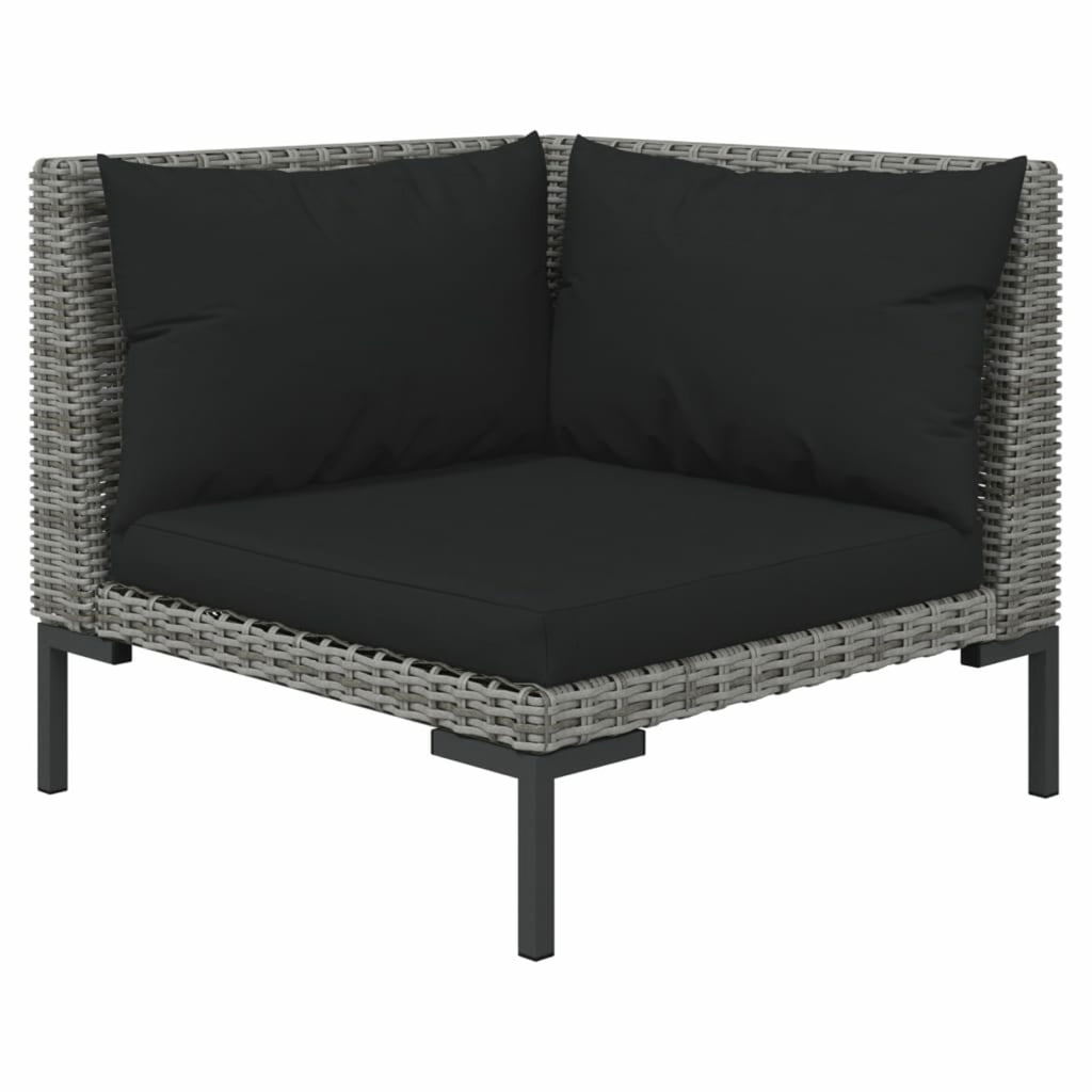 9 Piece Poly Rattan Patio Set with Cushions Dark Gray F4314