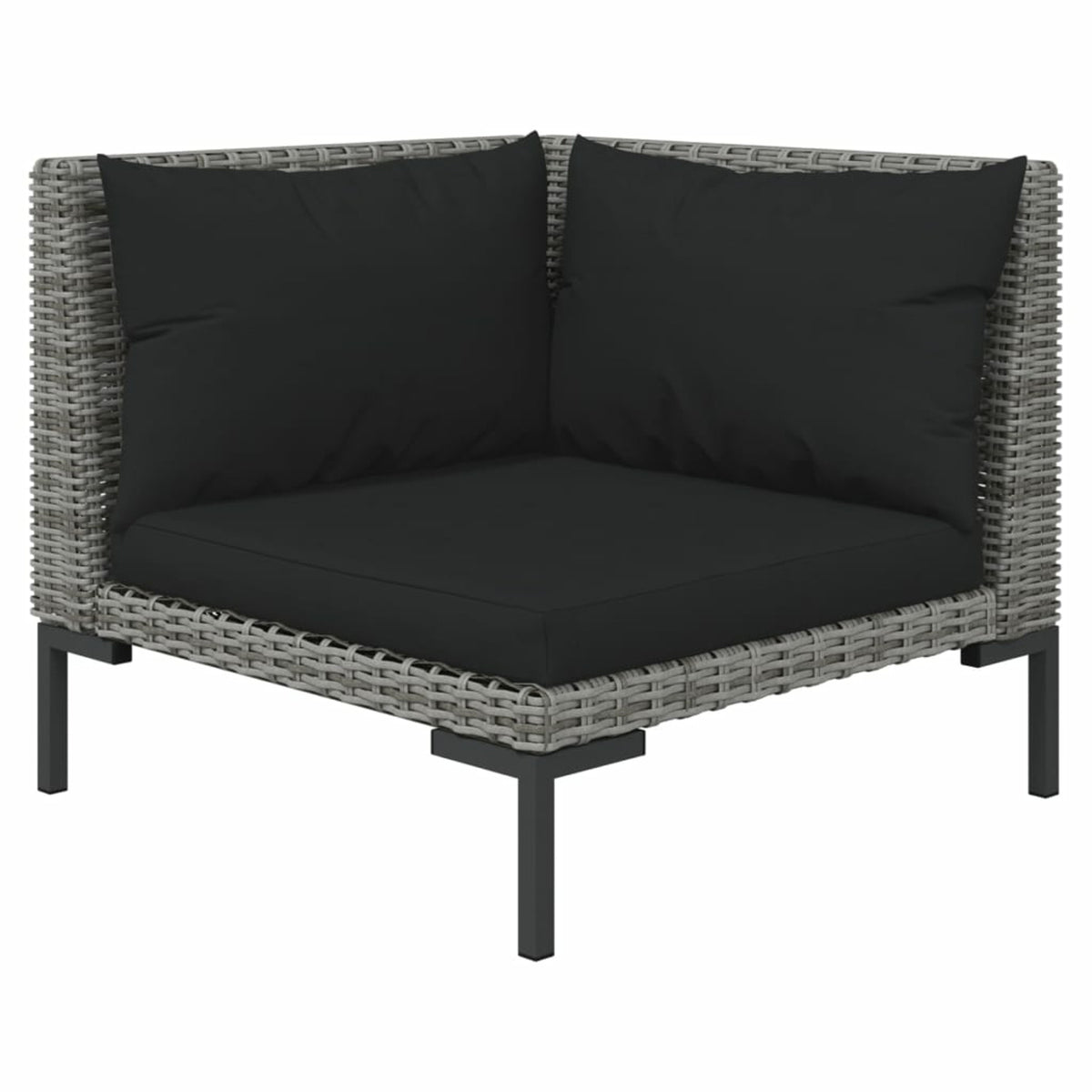 9 Piece Poly Rattan Patio Set with Cushions Dark Gray F4314