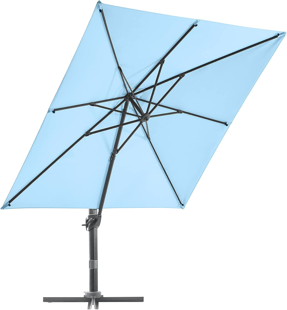 Sky Blue 9x9 FT Square Cantilever Umbrella with Cross Base U1933