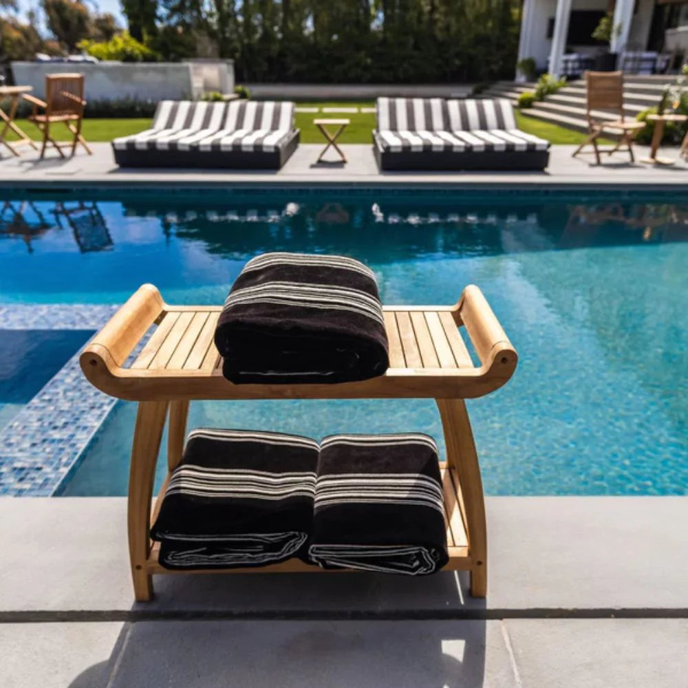 Curved Spa Bench with Shelf Q79253