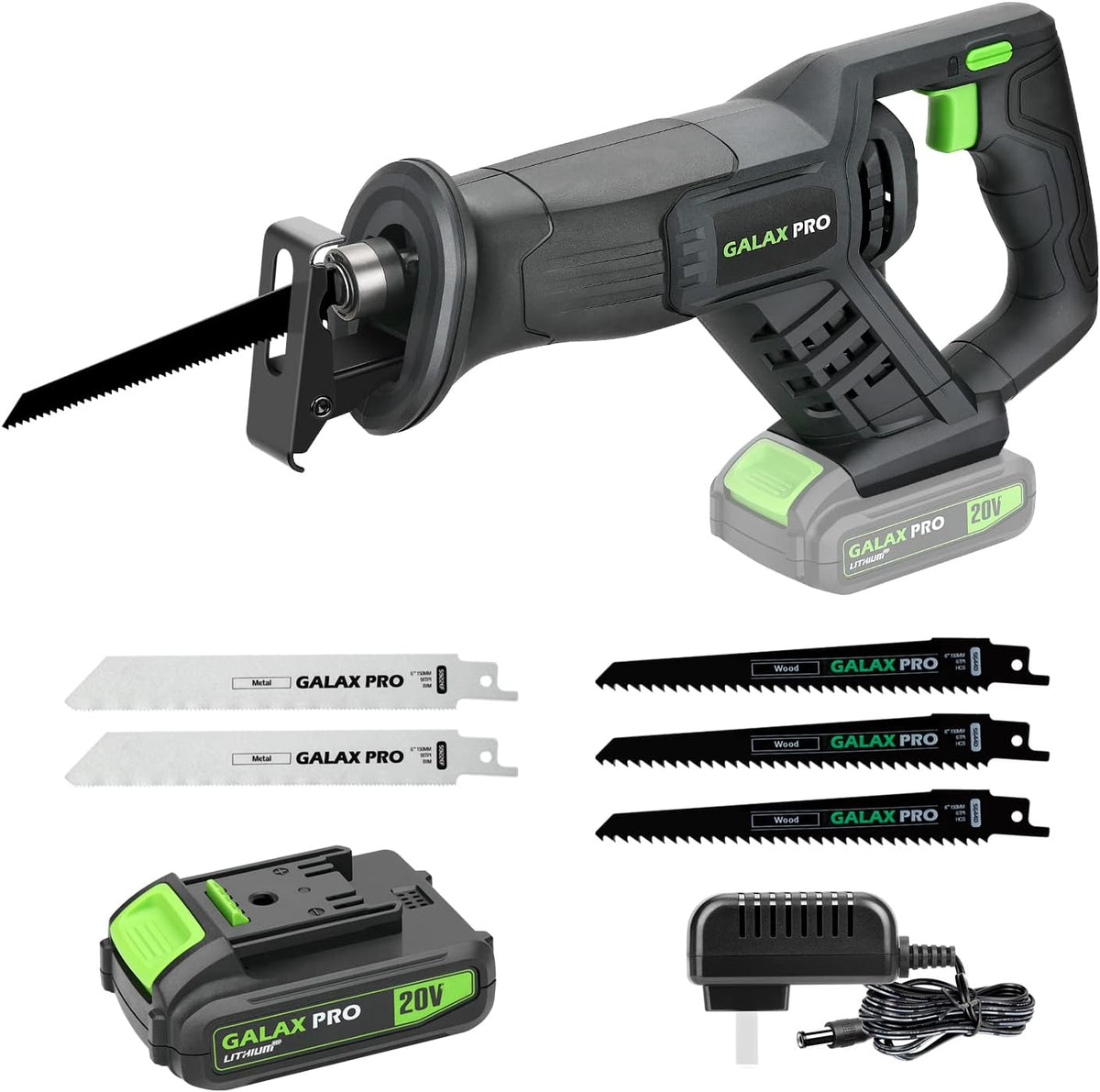 Cordless Reciprocating Saw with 20V 2.0Ah Battery, 6-inch Wood and Metal Saw Blades K840768
