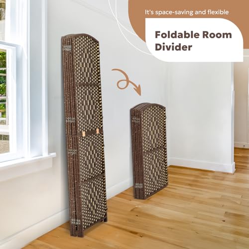 4 Panel 6 ft. Tall Grey Rattan Room Divider B318