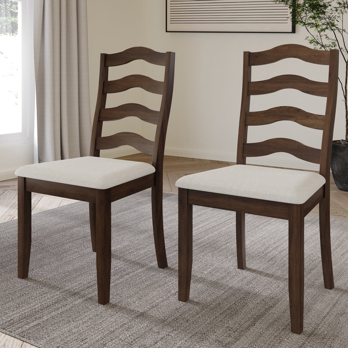 Brown Wooden Dining Chair Set of 2 C217457