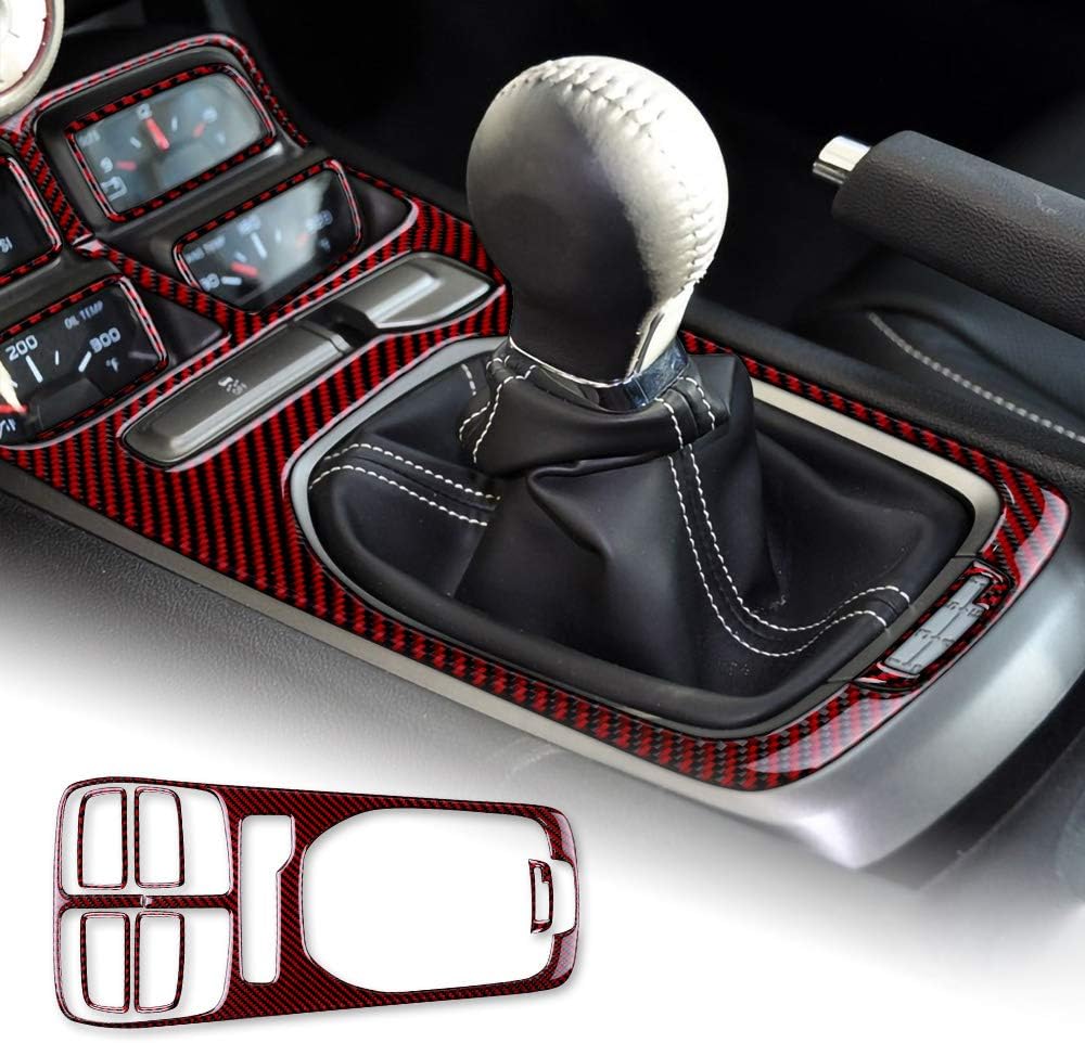 Carbon Fiber Gear Shift Panel Cover Sticker Black Pack of 2 I823
