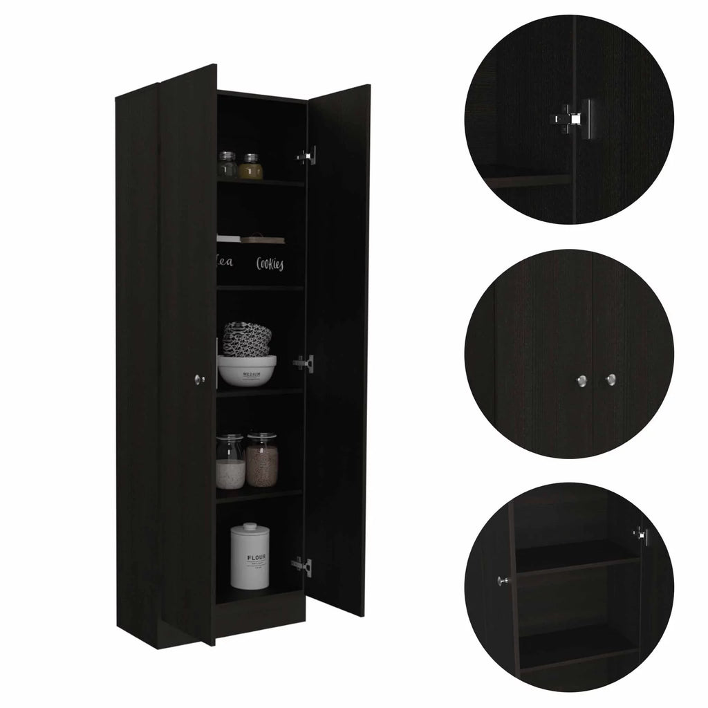 Dark Brown & Black Double Door Cabinet M229511