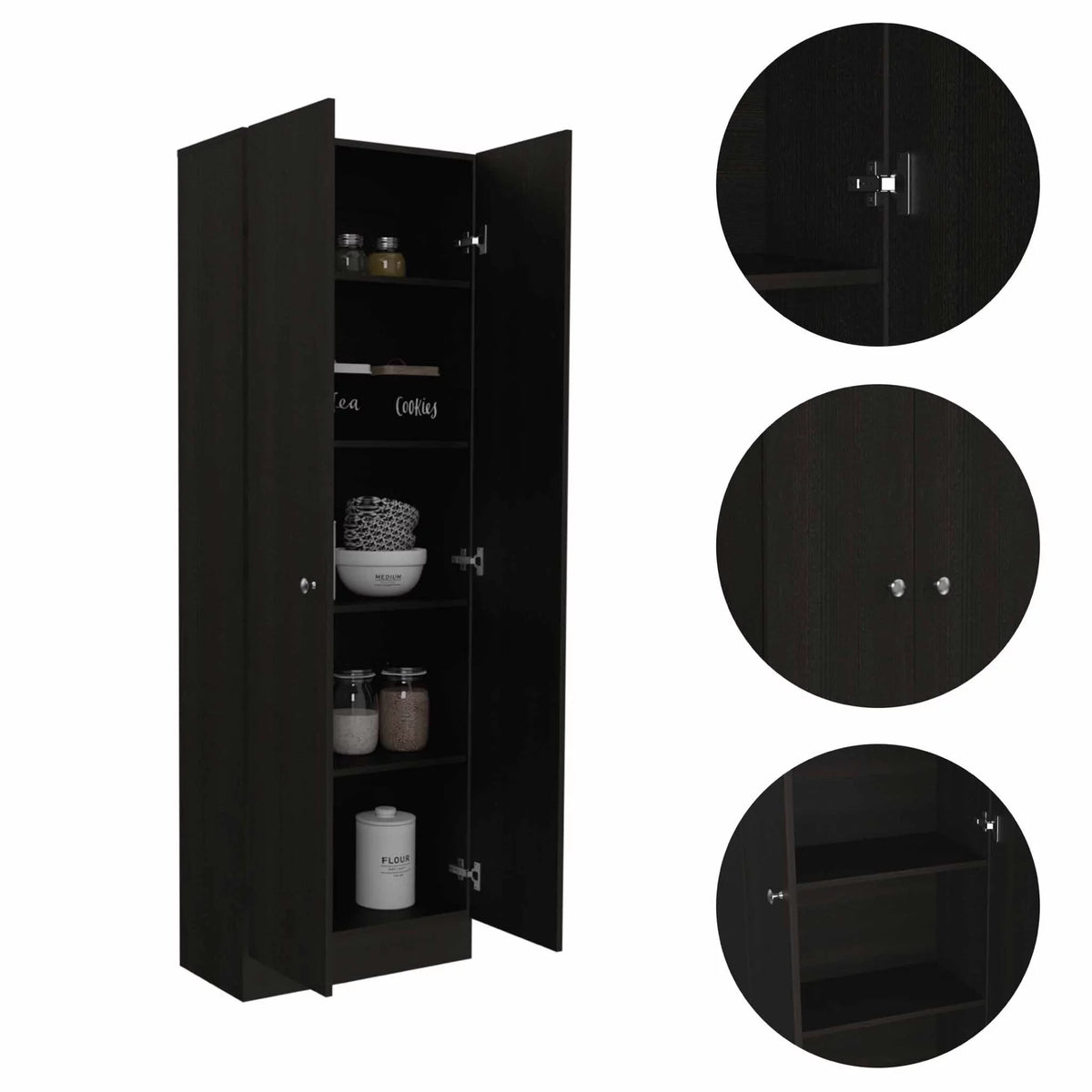 Dark Brown & Black Double Door Cabinet M229511