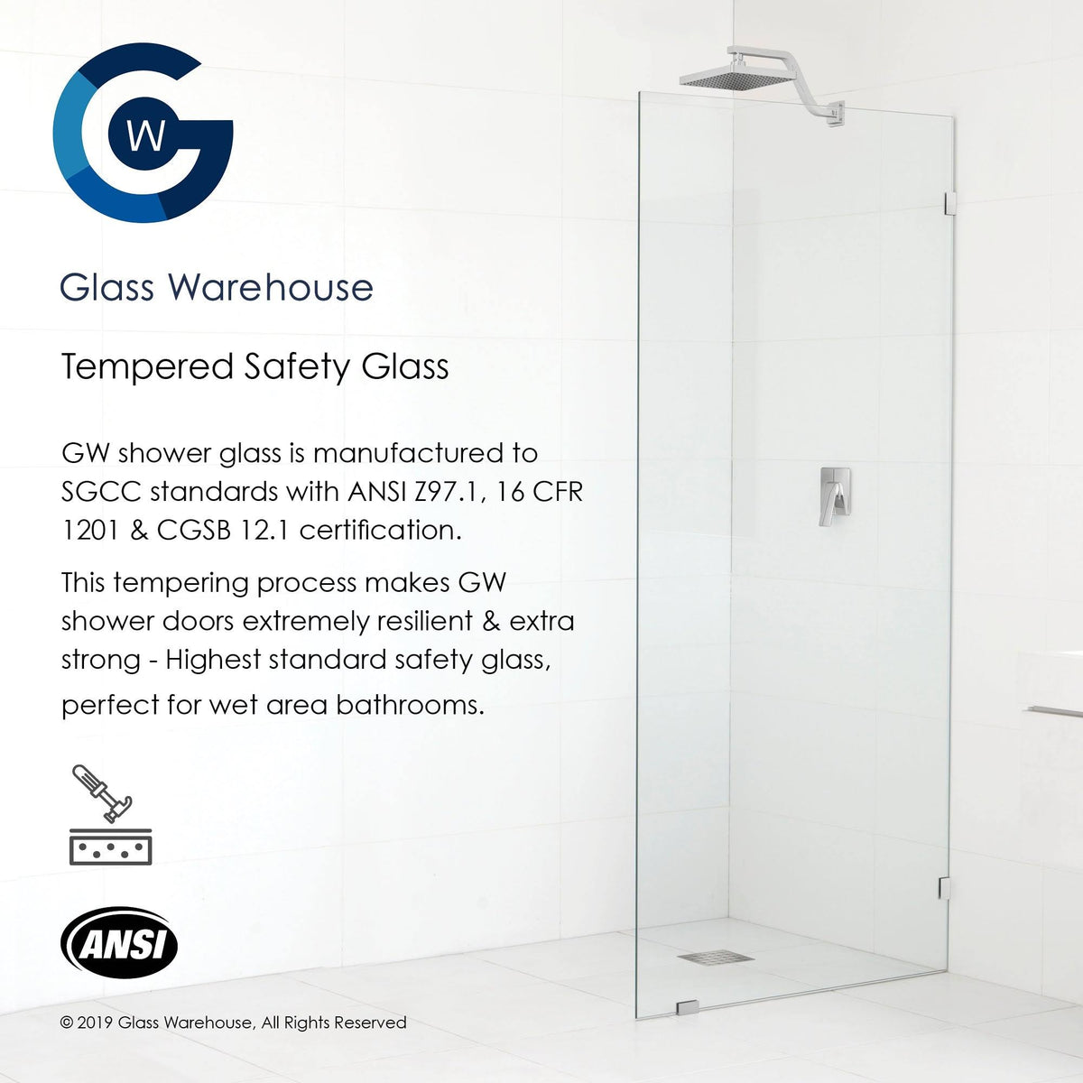 Chrome Frameless Hinged Shower Door P55784