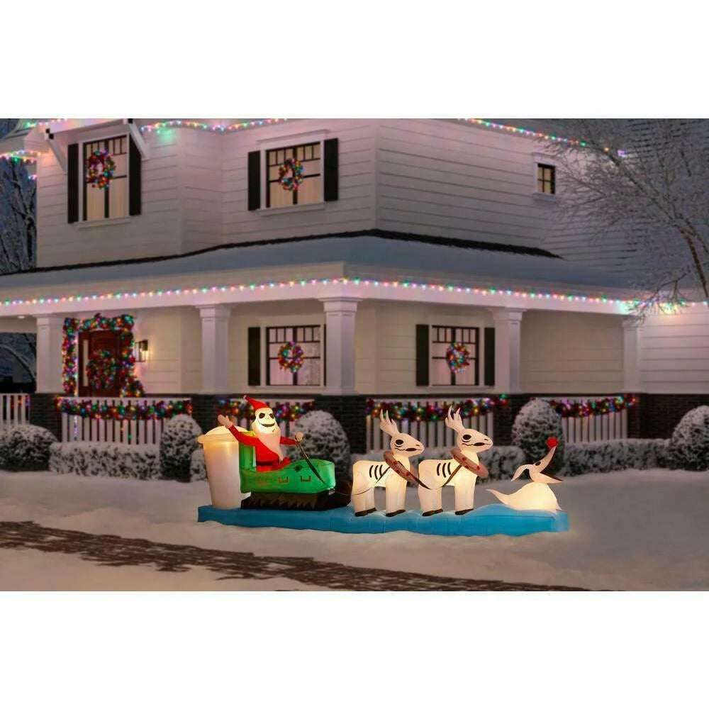 Inflatable Colossal Jack Skellington Christmas Sleigh Scene N85069