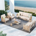 Aluminum HDPE Rope 5 Piece Patio Furniture Set with Coffee Table A877