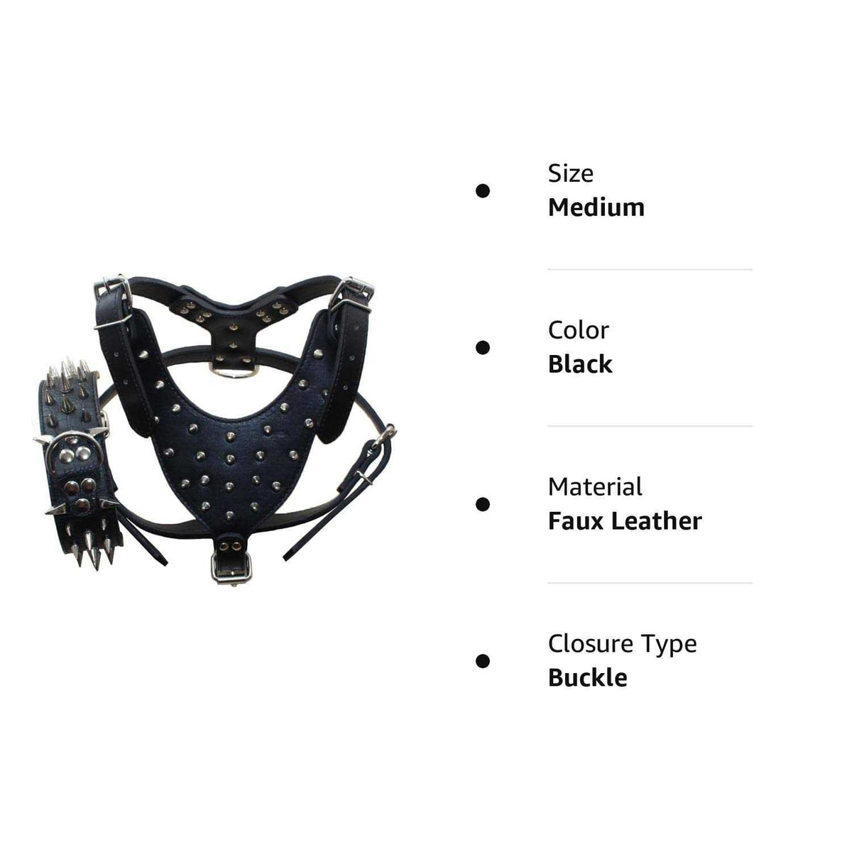 Leather Spiked Studded Dog Collars Harnesses Matching Set V1033