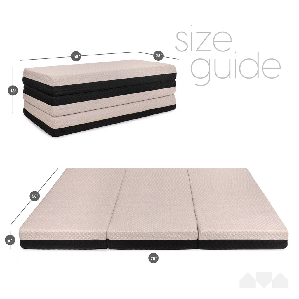 Queen Memory Foam Tri Folding Mattress with Waterproof Washable Cover H4577