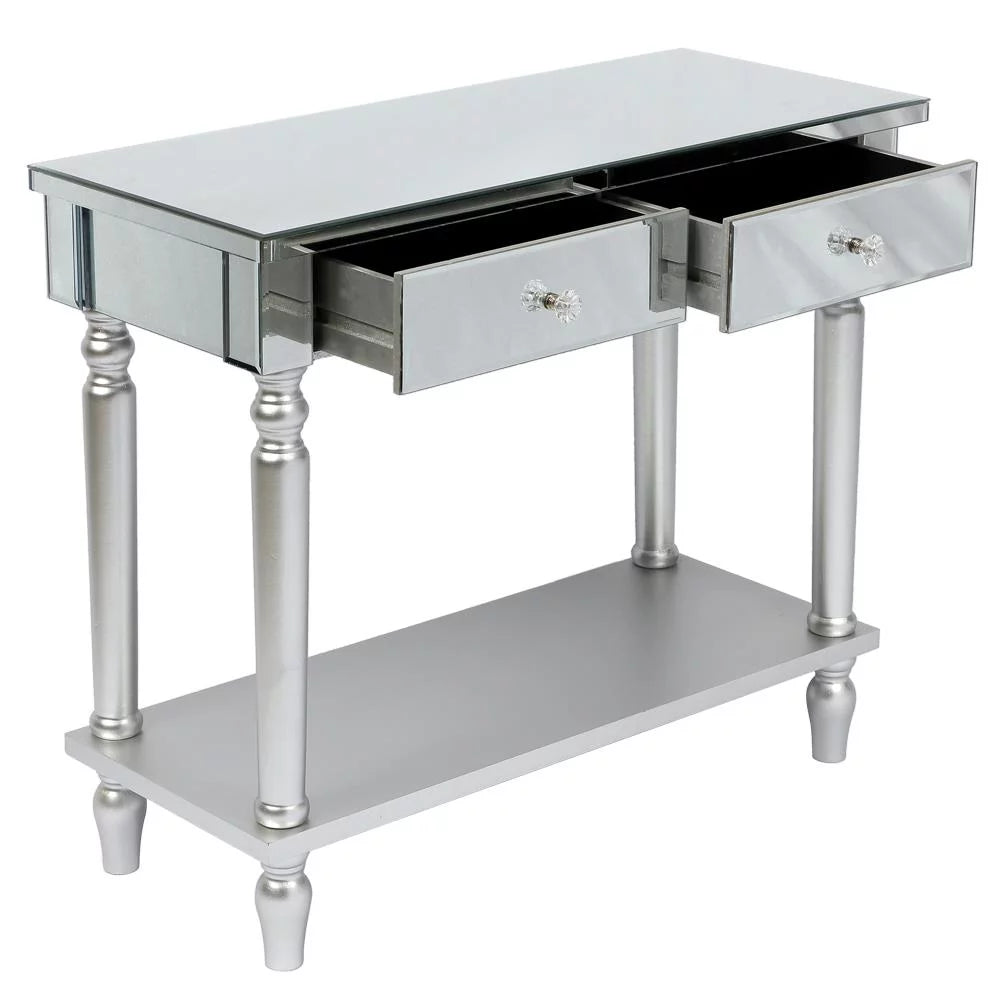 Mirrored Console Table with Drawers and Shelf P1908