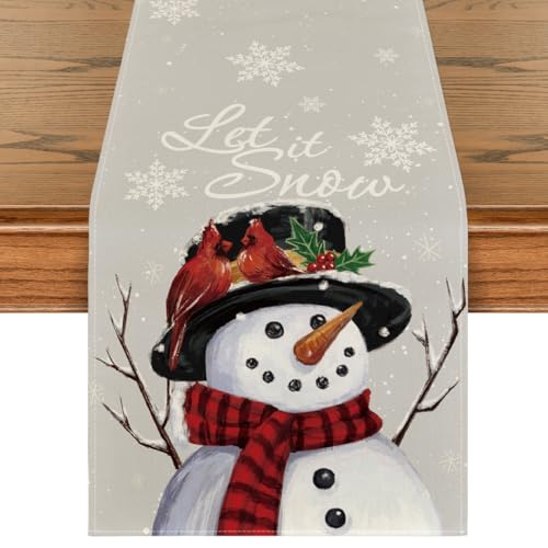 Red Snowman Winter Table Runner 13x72 Inch N1906