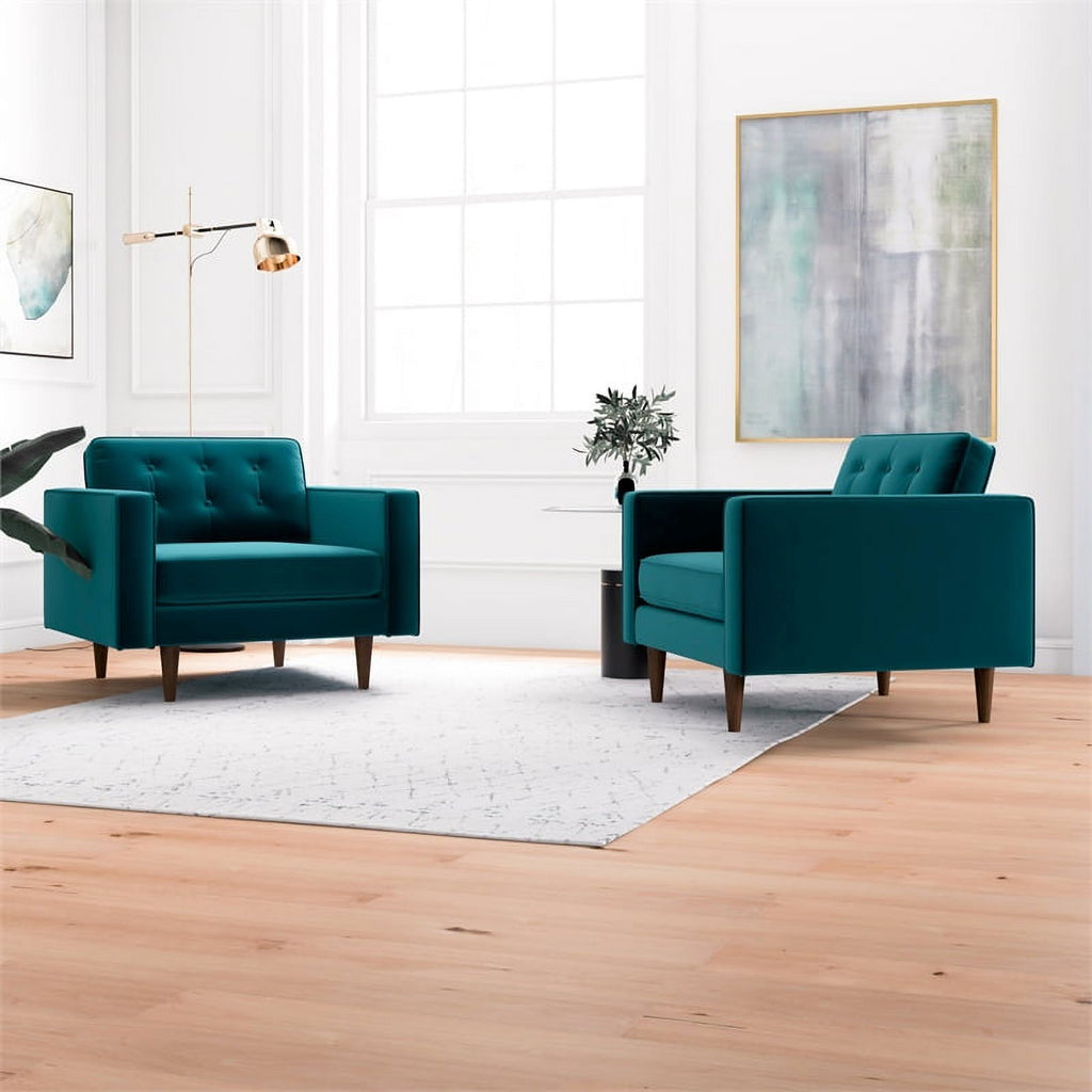 Turquoise Velvet Lounge Chair (Set of 2) R772