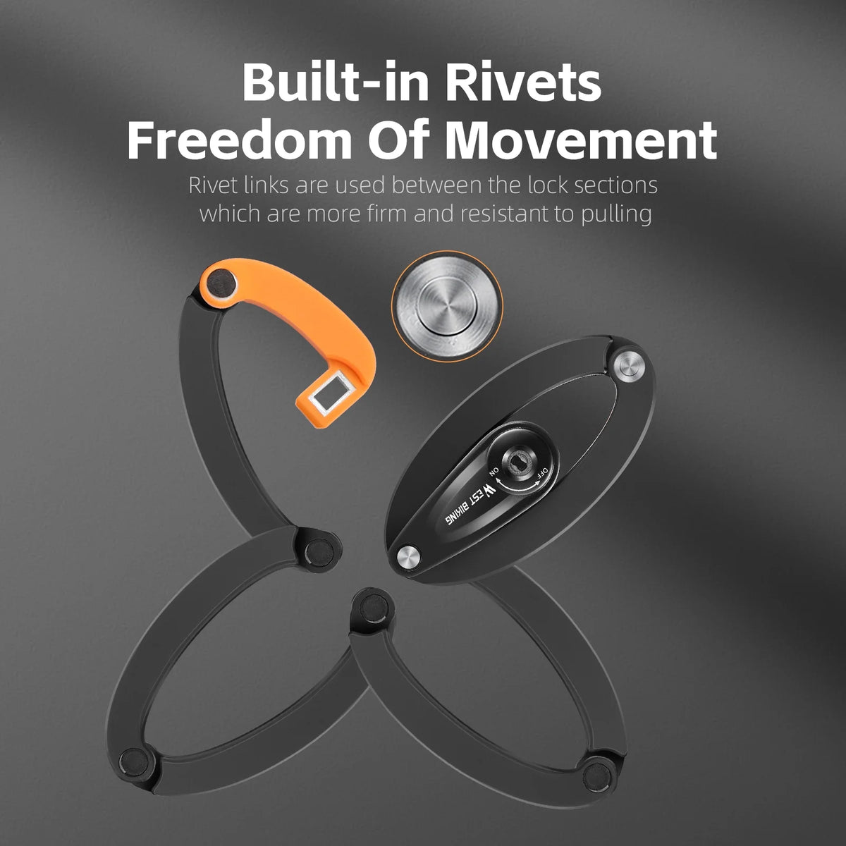 Heavy-Duty Alloy Steel Folding Bike Lock with 3 Keys F529351