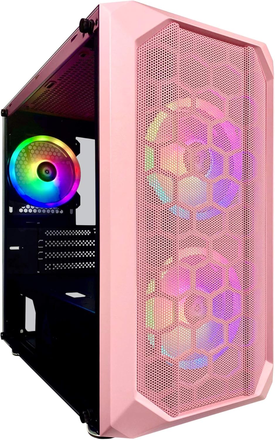 Pink Micro-ATX Gaming Case with Tempered Glass Panel R8040