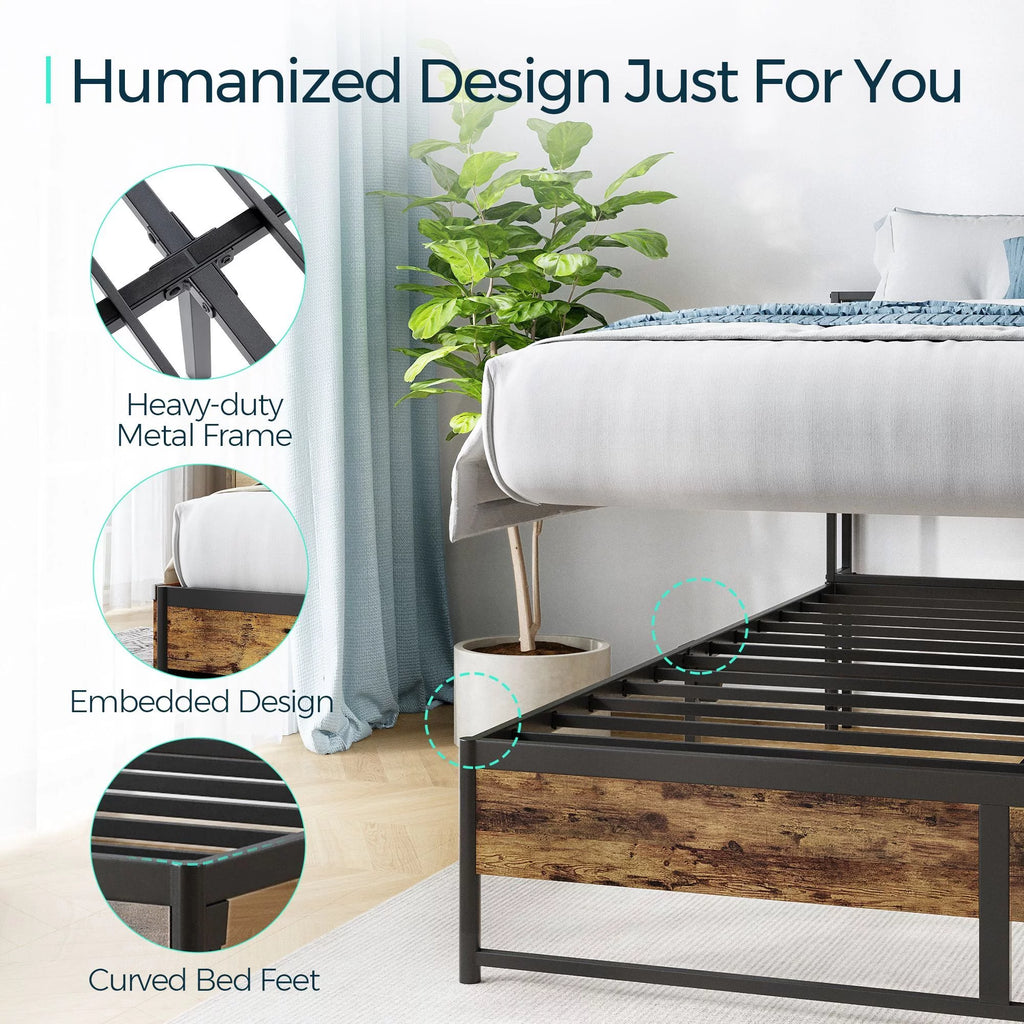 Full Size Platform Bed Frame with Storage Headboard and 4 Storage Drawers U469