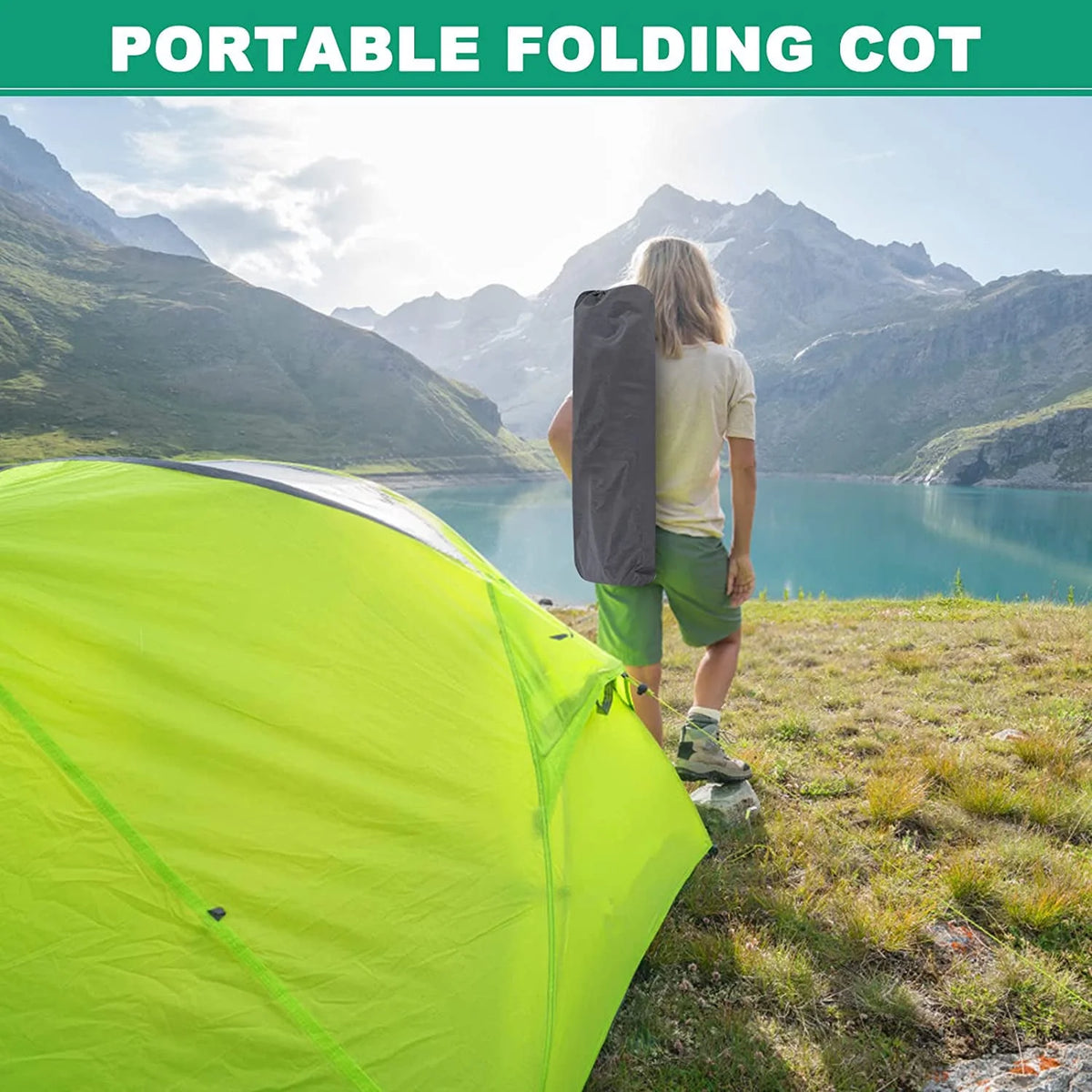 Folding Camping Cots with 2 Sided Mattress and Carry Bag L981