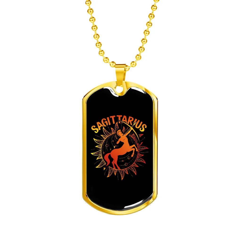 Zodiac Necklace Stainless Steel Dog Tag 24" Chain G798