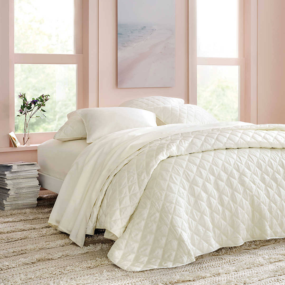 Ivory Quilted Coverlet P338924