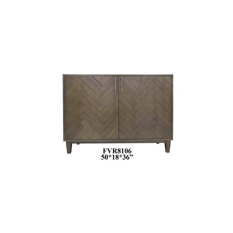 2 Door Oak Chevron Cabinet U1186