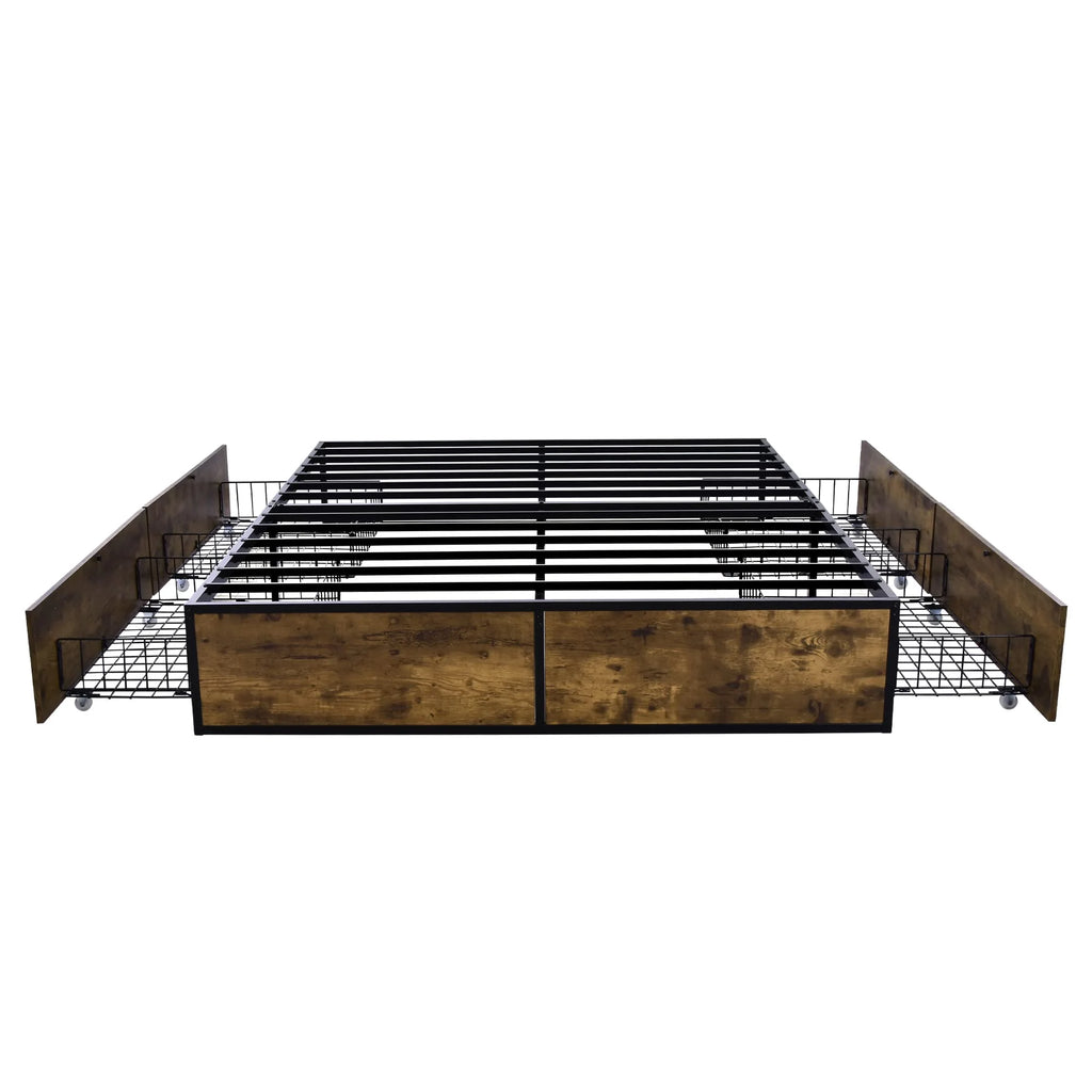 Queen Platform Bed with 4 XL Drawers T63197