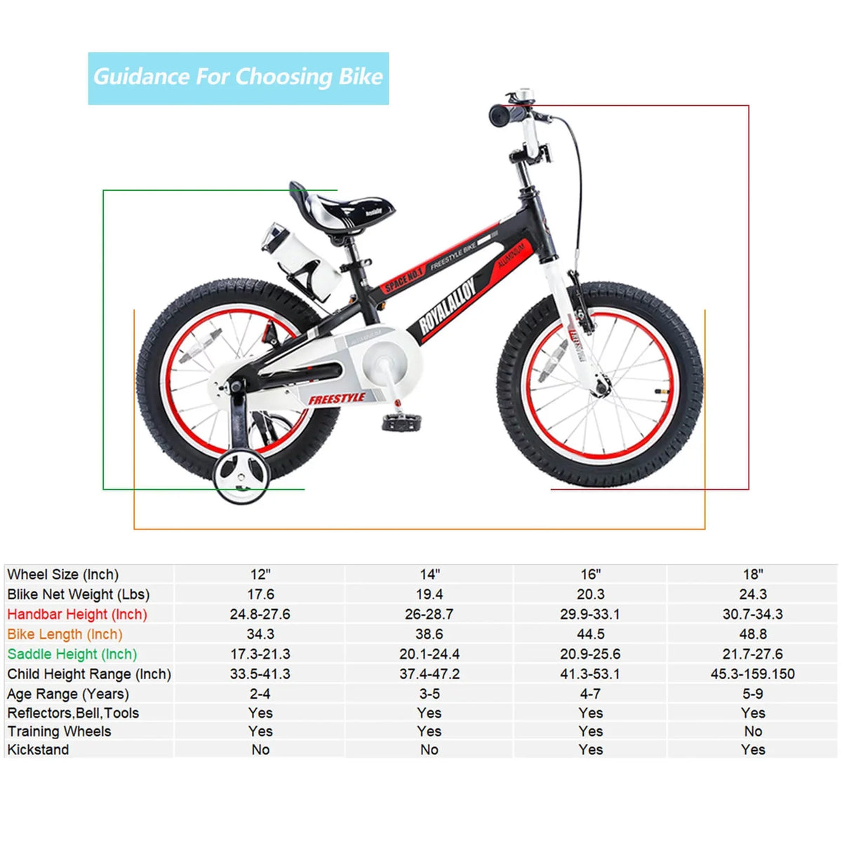 Black Kids Bike with Kickstand & Bottle W13485