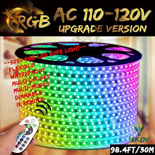 RGB LED Strip Light, Waterproof Multi Colors Dimmable SMD5050 LED Rope Light L659
