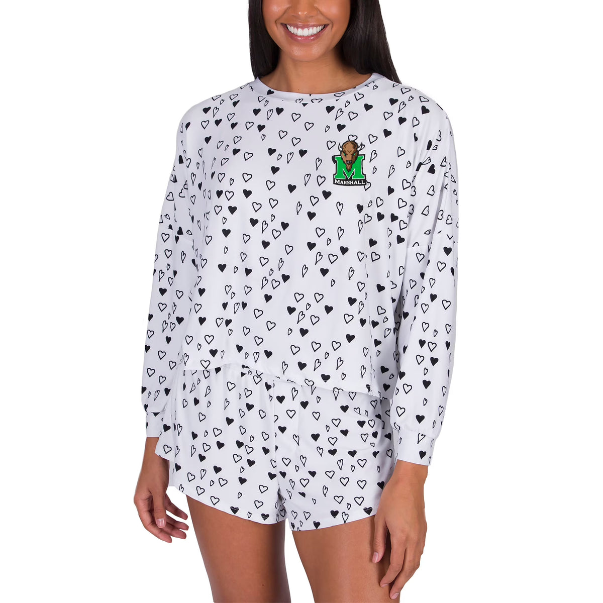 White Long Sleeve Top & Shorts Set L3952
