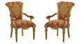 Antique Bronze & Red Arm Chair Set 2Pcs K96526