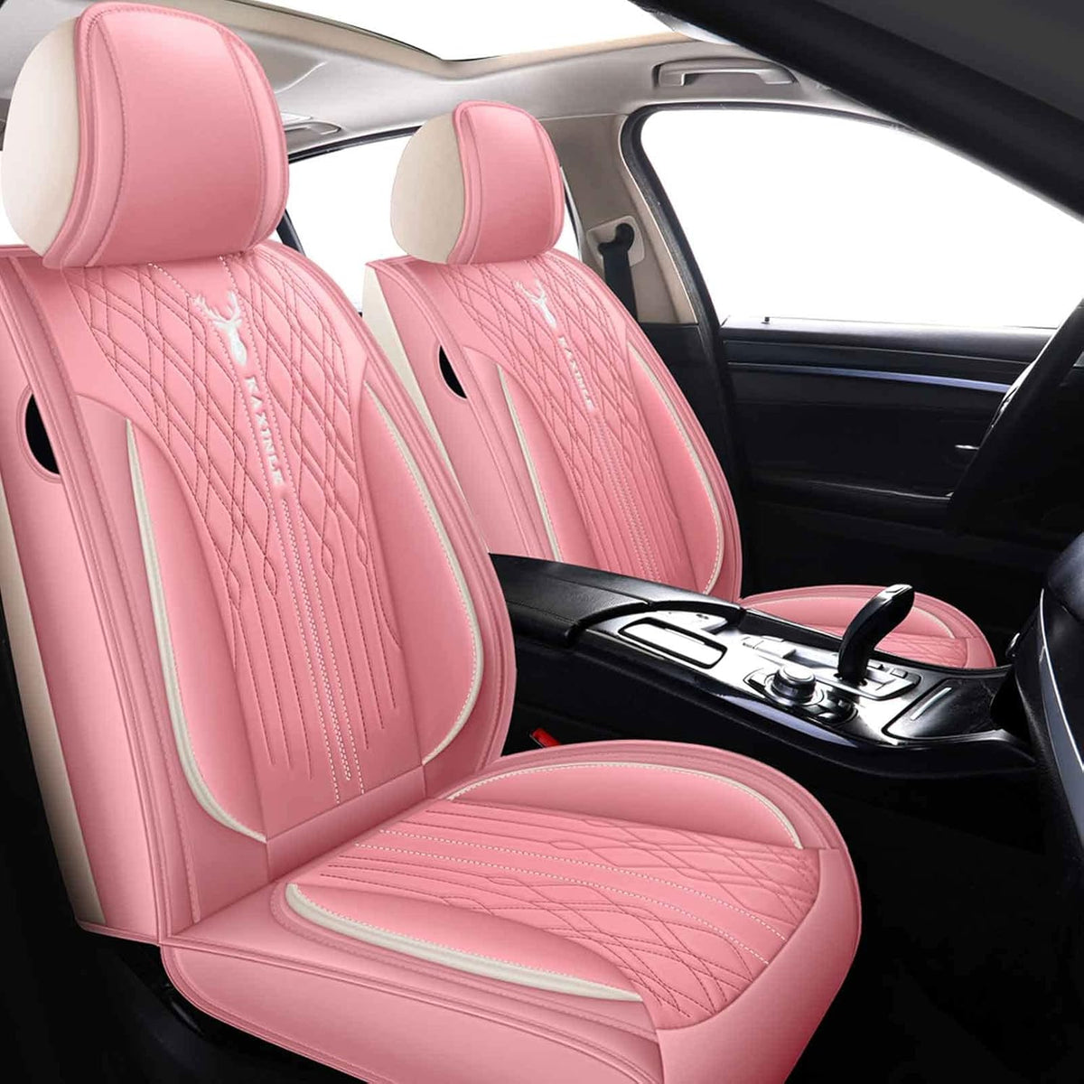 Red Leather Car Seat Covers 5 Seats Full Set Waterproof I82164
