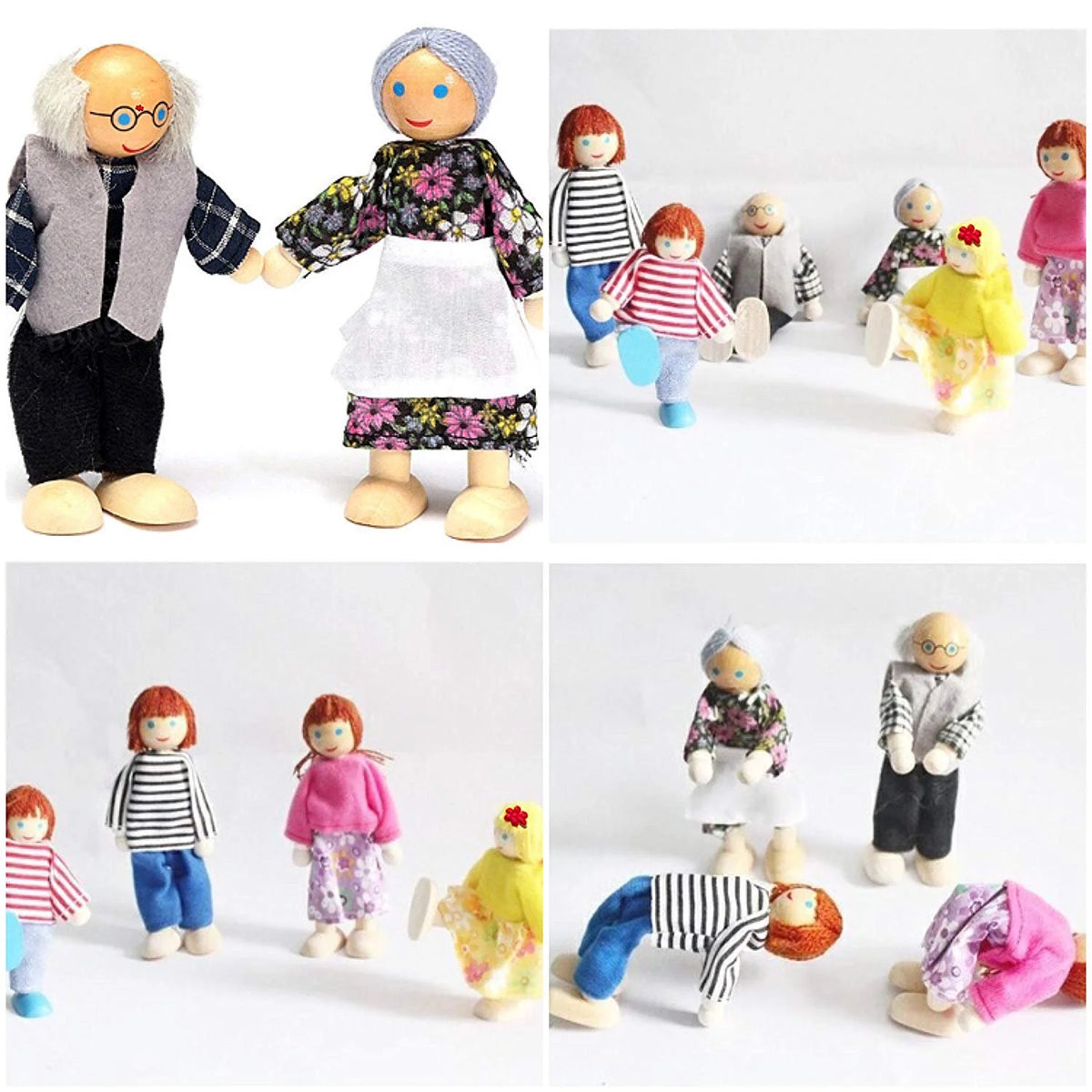 Wooden Dolls Playset Set of 7-Piece E545