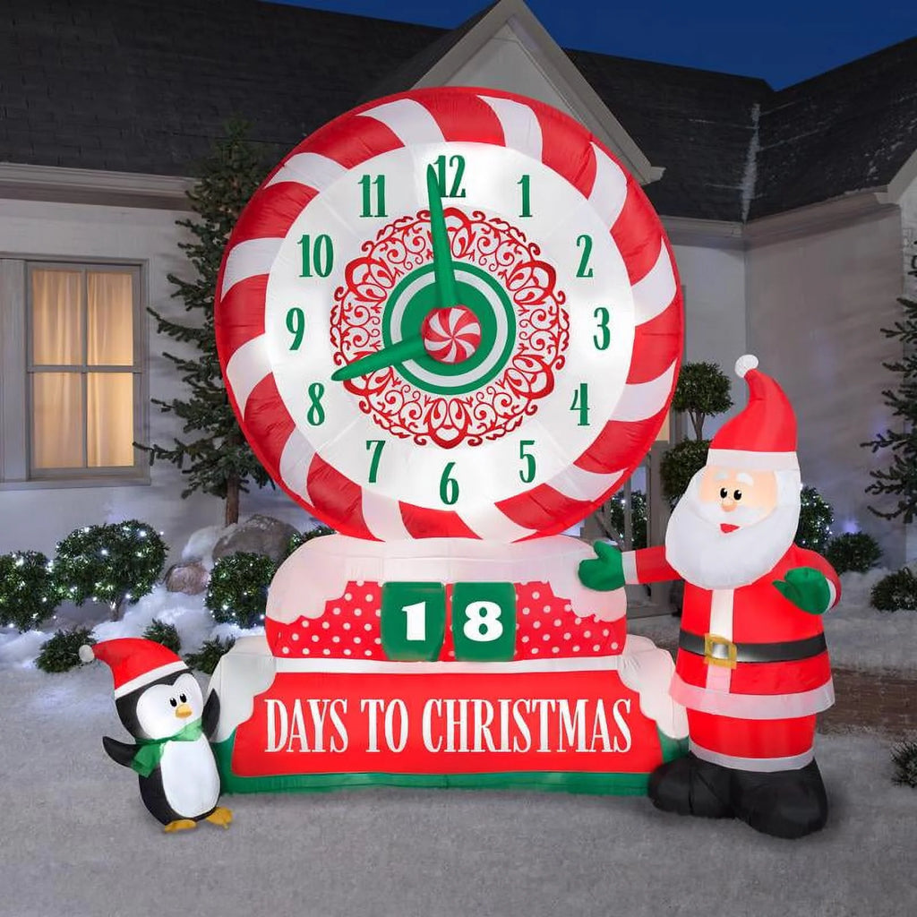 9 ft. Inflatable Christmas Scene Clock C7810