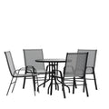 5-Piece Steel Glass Patio Table and Chair Set T376