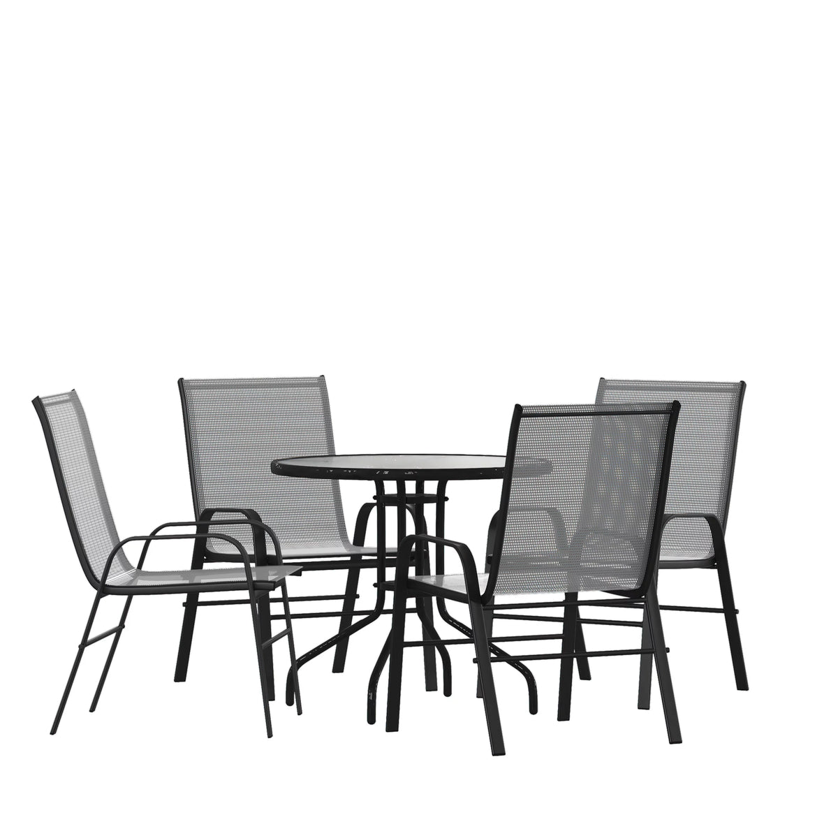 5-Piece Steel Glass Patio Table and Chair Set T376