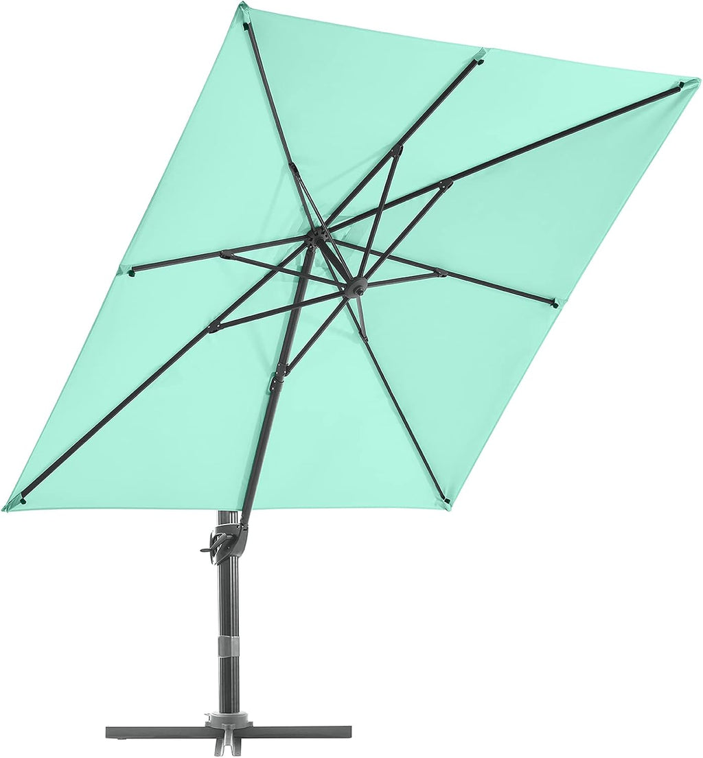 Sky Blue 9x9 FT Square Cantilever Umbrella with Cross Base U1933
