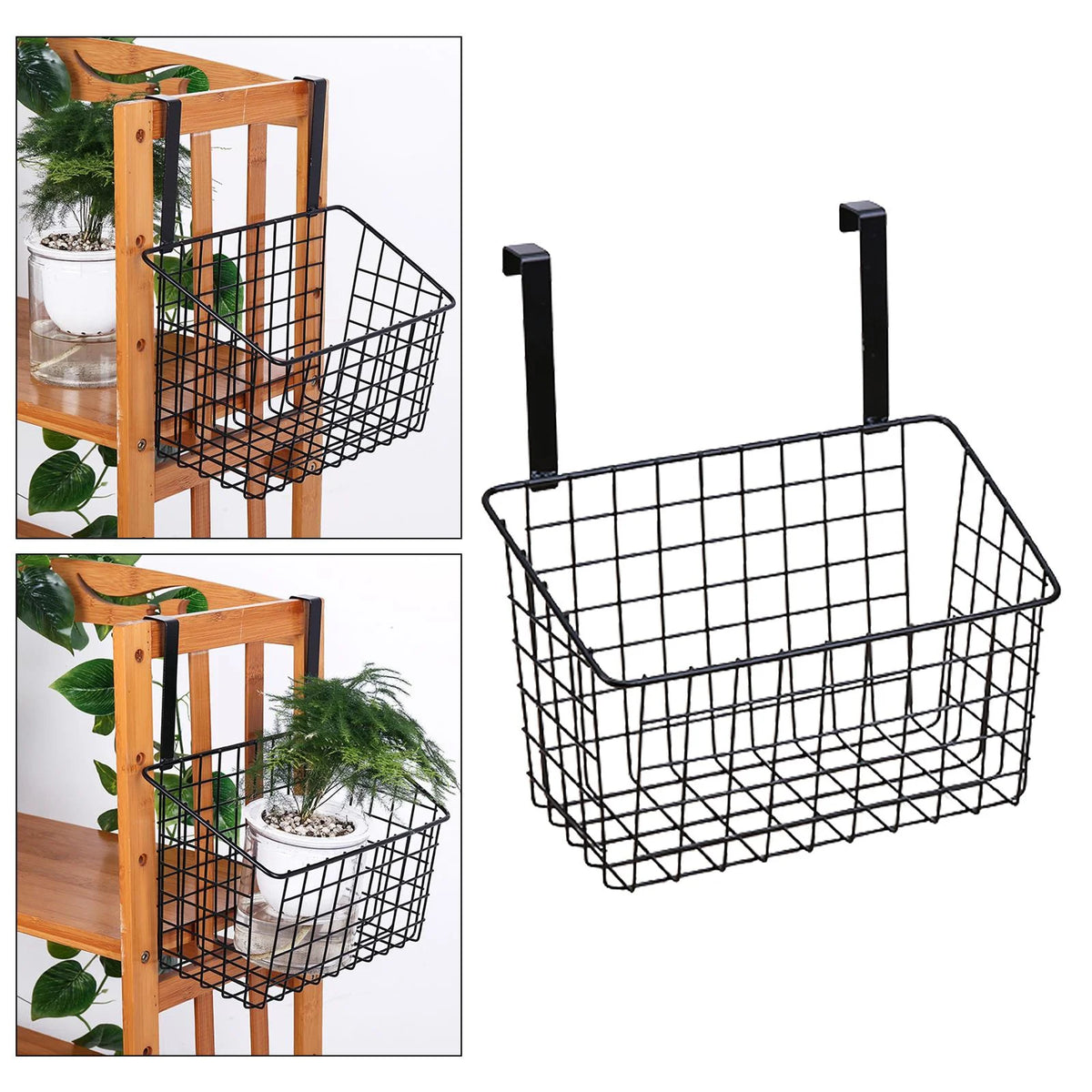 Iron Mesh Shelf Basket Cupboard Cabinet Door Organizer Rack J35907