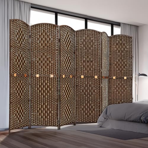 4 Panel 6 ft. Tall Grey Rattan Room Divider B318