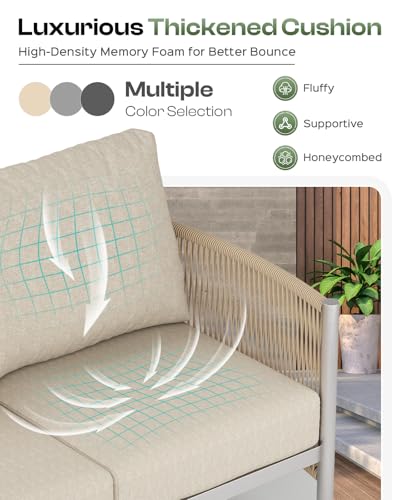 Aluminum HDPE Rope 5 Piece Patio Furniture Set with Coffee Table A877