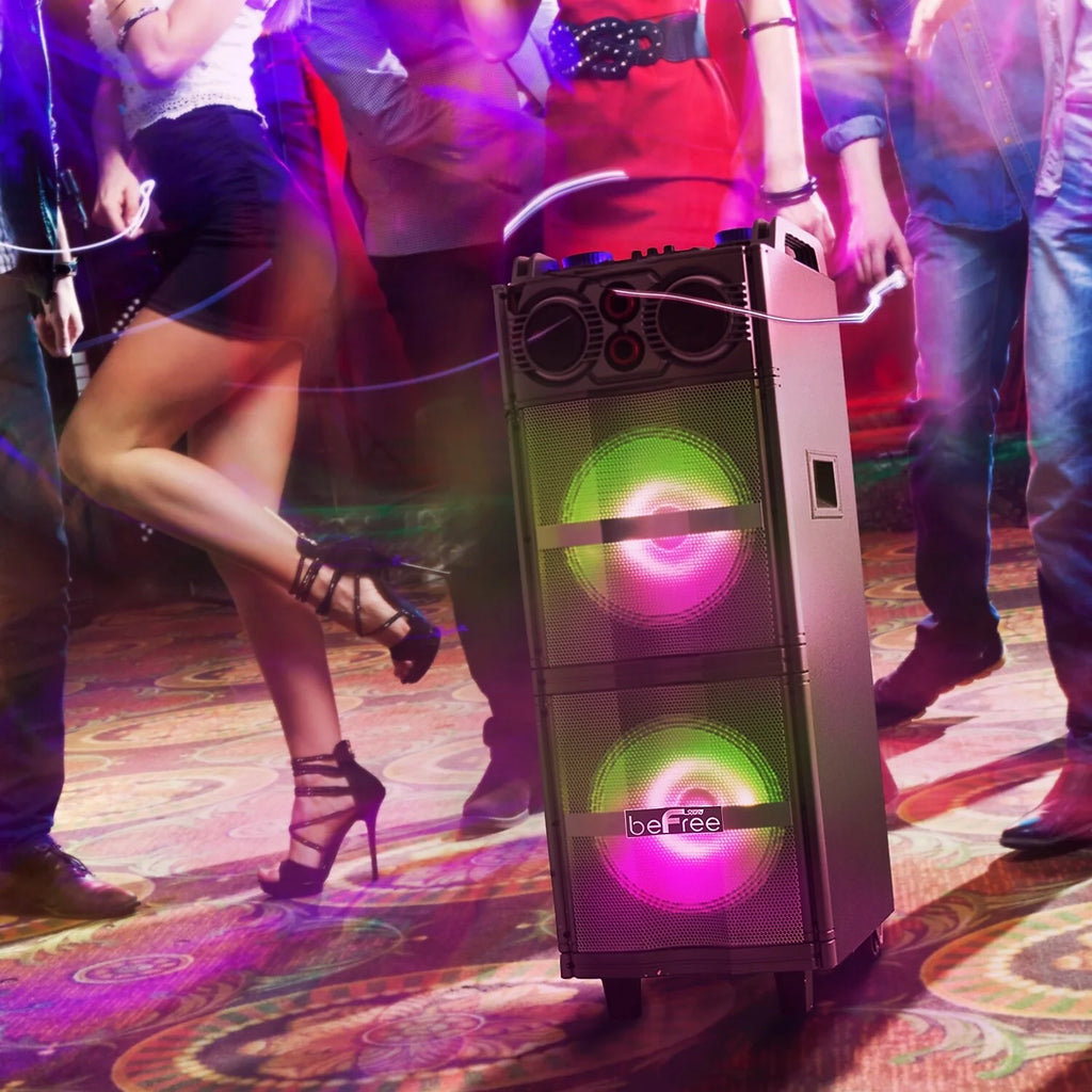 Double 10" Bluetooth Portable Party Speaker with Reactive Lights D9234