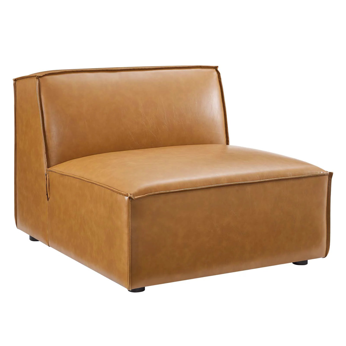 Tan 6-Piece Vegan Leather Sectional Sofa I79025