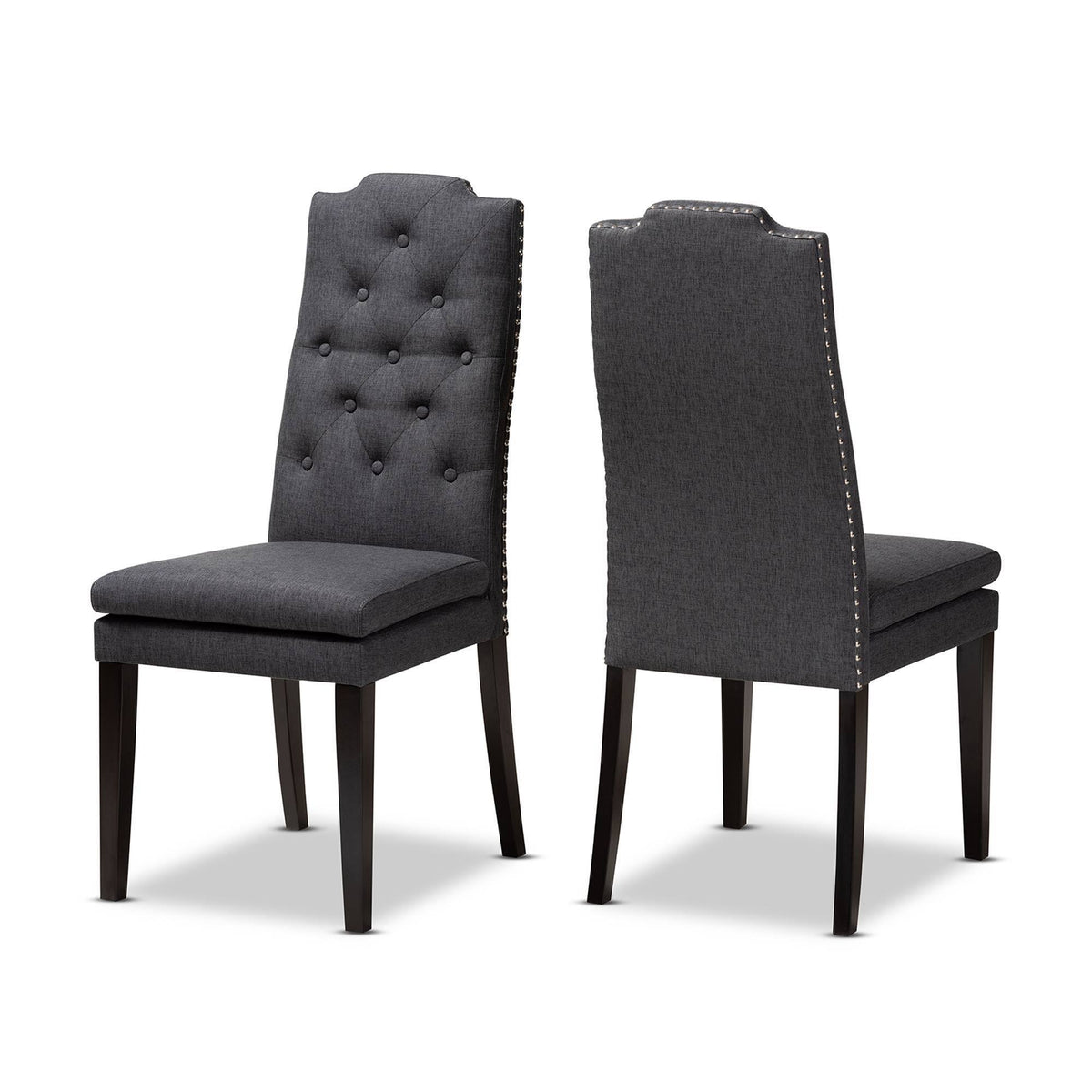Charcoal Button Tufted Set of 2 Wood Dining Chair M11079