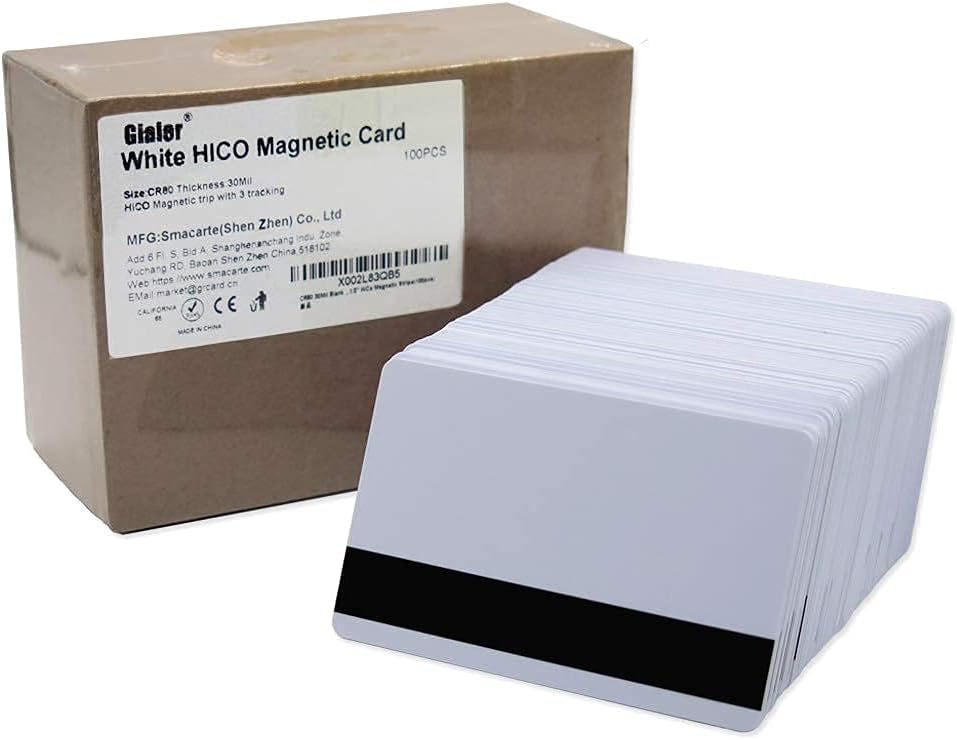 100 Pack White PVC Cards with HiCo Magnetic Stripe Y510306