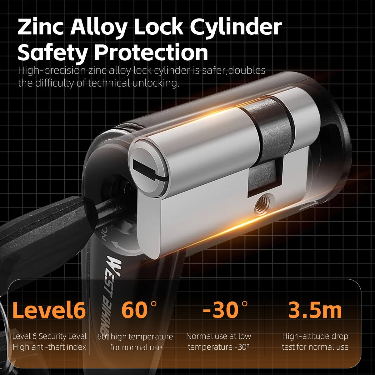 Heavy-Duty Alloy Steel Folding Bike Lock with 3 Keys F529351