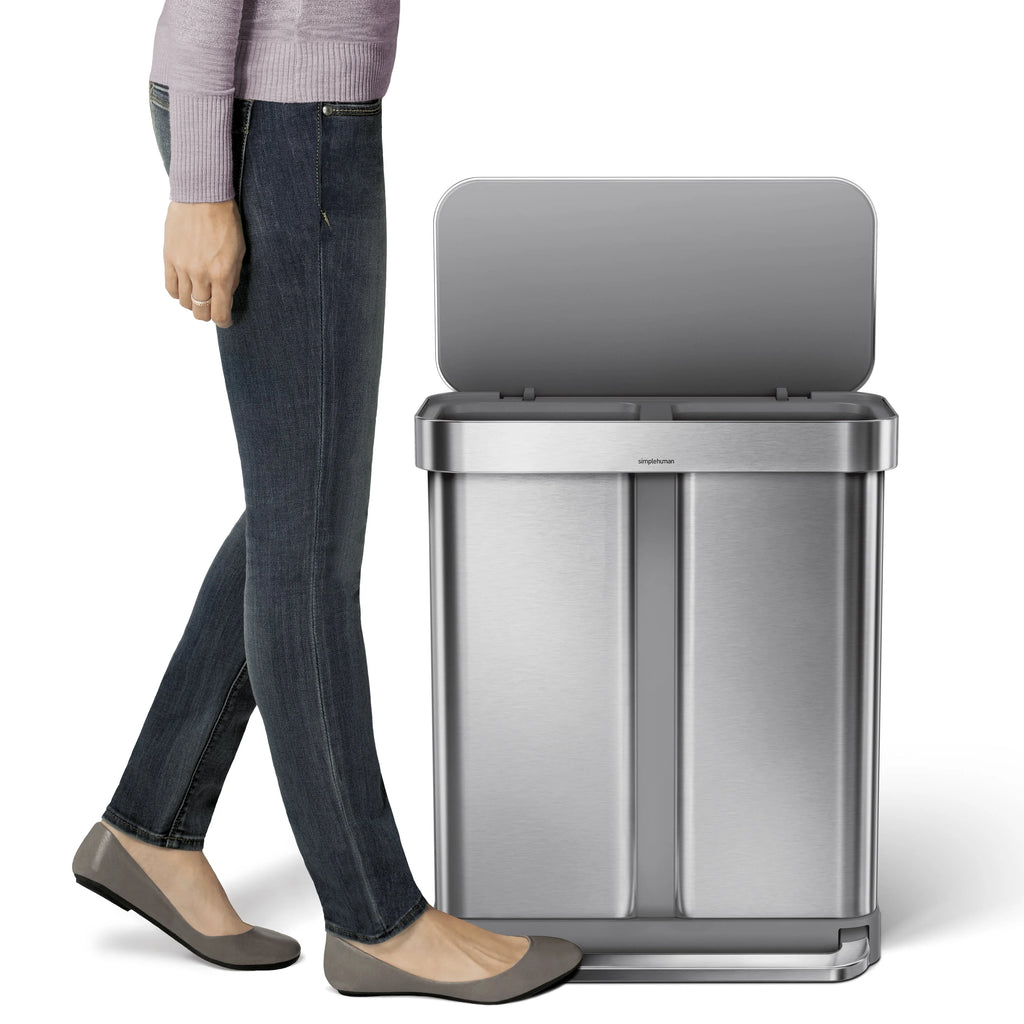 58 Liter Stainless Steel Dual Compartment Step Trash Can B3864