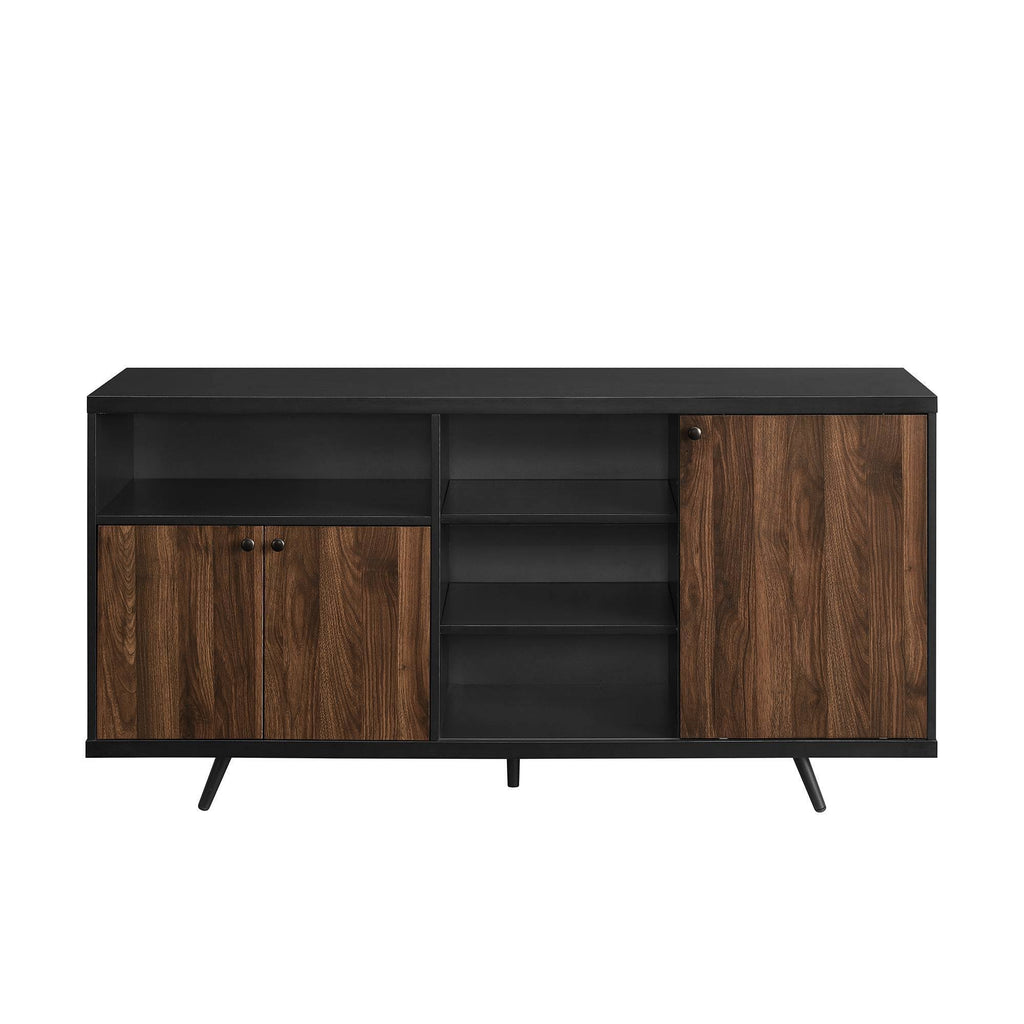3 Door Two-Tone Sideboard Solid Black/Dark Walnut K20543